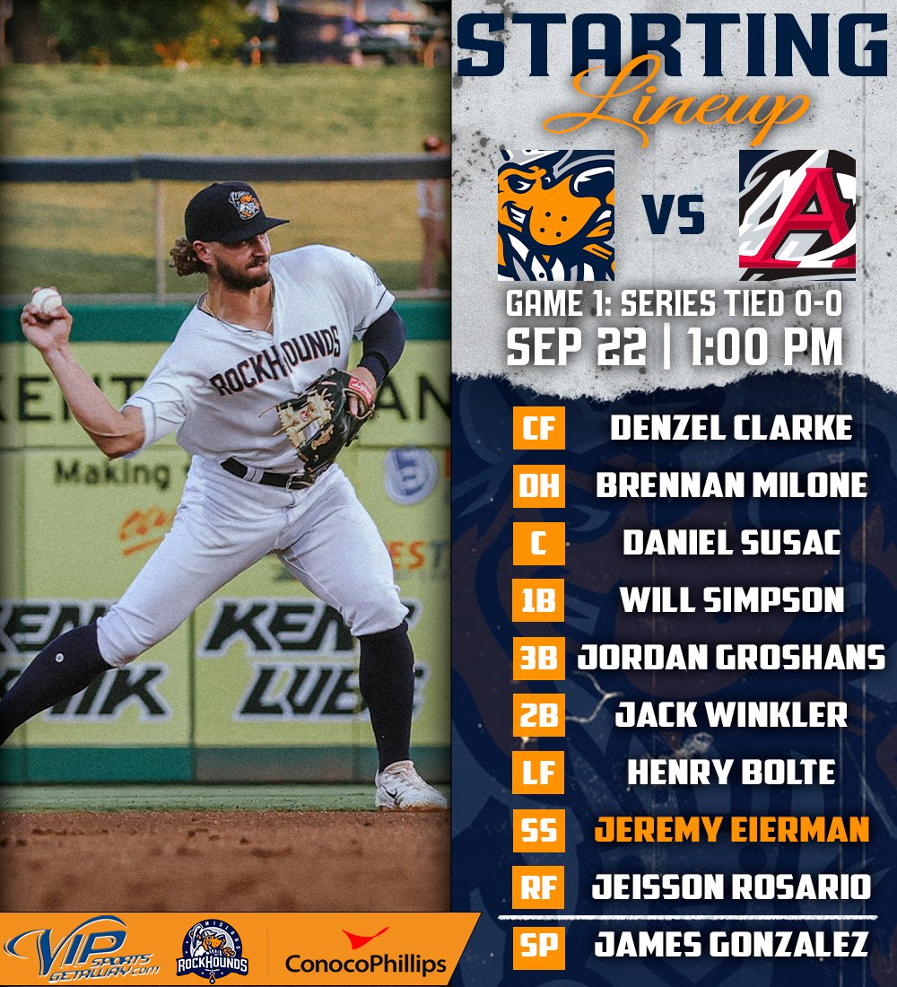 RockHounds's tweet photo. Game 1 of the Texas League CHAMPIONSHIP is today!!

🏟️: Momentum Bank Ballpark
⏰: 1:00 PM Central
📺: https://t.co/kFtycYz2YR | Bally Live https://t.co/Bv77MLVtsG
