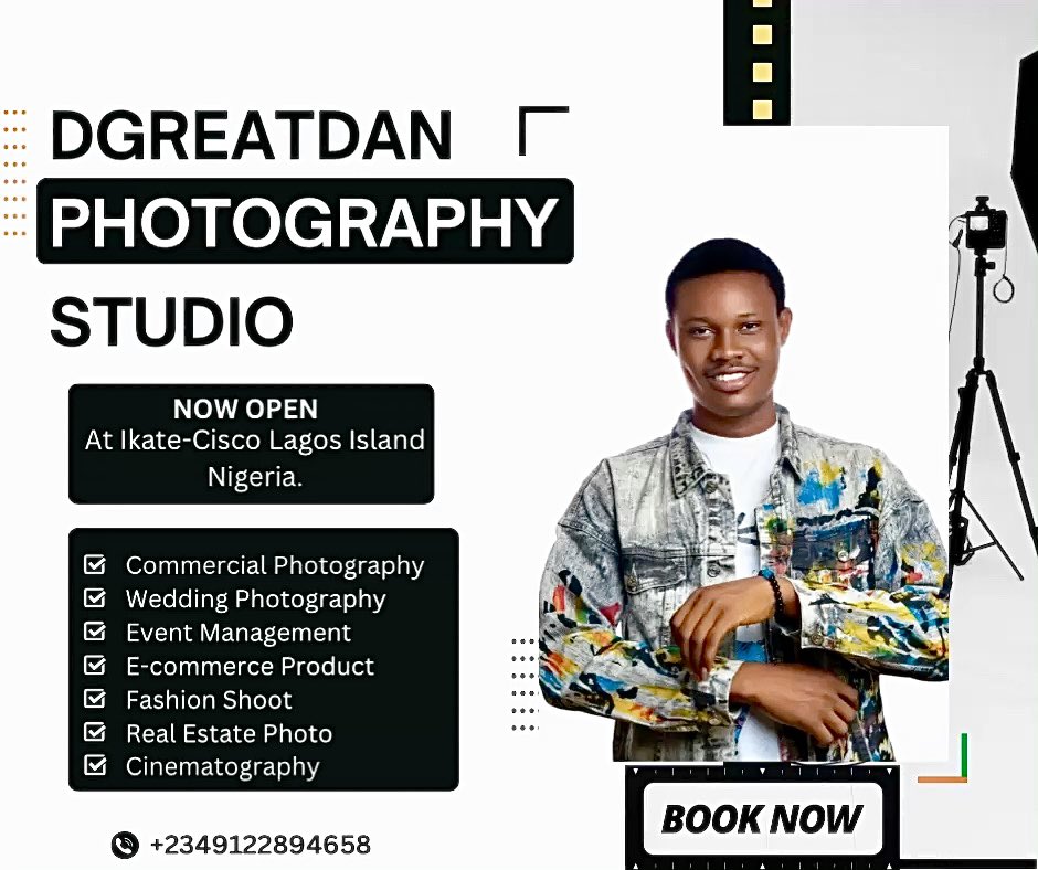 dgreatdan77's tweet photo. We’re so glad to announce our new Studio📸🎉
Stay connected to us 📸🤓
—-
#dgreatdan #dgdphotography #GDayEveryDay #Asake #HMSTR_SCAM #photostudio #Devara #photography #lekki #Lagosisland #ExploreMore https://t.co/dU4TkzF3iH