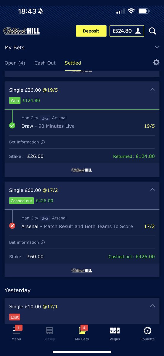 adsocarroll's tweet photo. Not bad, cashed out in city game 90 seconds left and backed a draw 😬 https://t.co/rQkC7bauhT