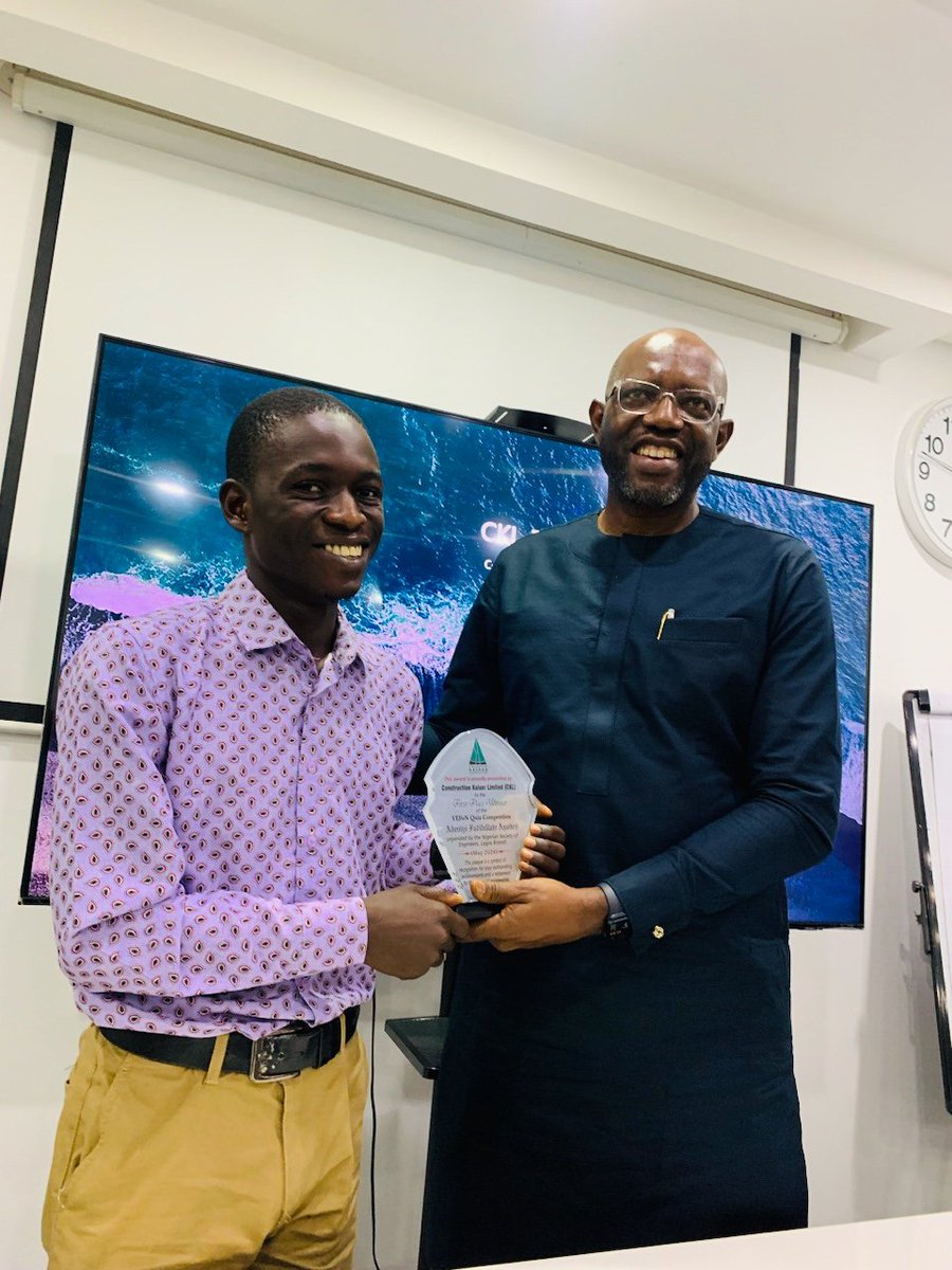 Yefon_LB's tweet photo. "Congratulations to Adeniyi Fadilullahi, Ogoke Ugonna &amp; Ojor God'time, winners of YEFoN's quiz competition! Honored by Construction Kaiser Ltd with plaques &amp; mentorship.Kudos to these young engineering talents! 
#YEFoN #EngineeringExcellence #YoungEngineers #ConstructionKaiser" https://t.co/Gcwn7Gi8DI