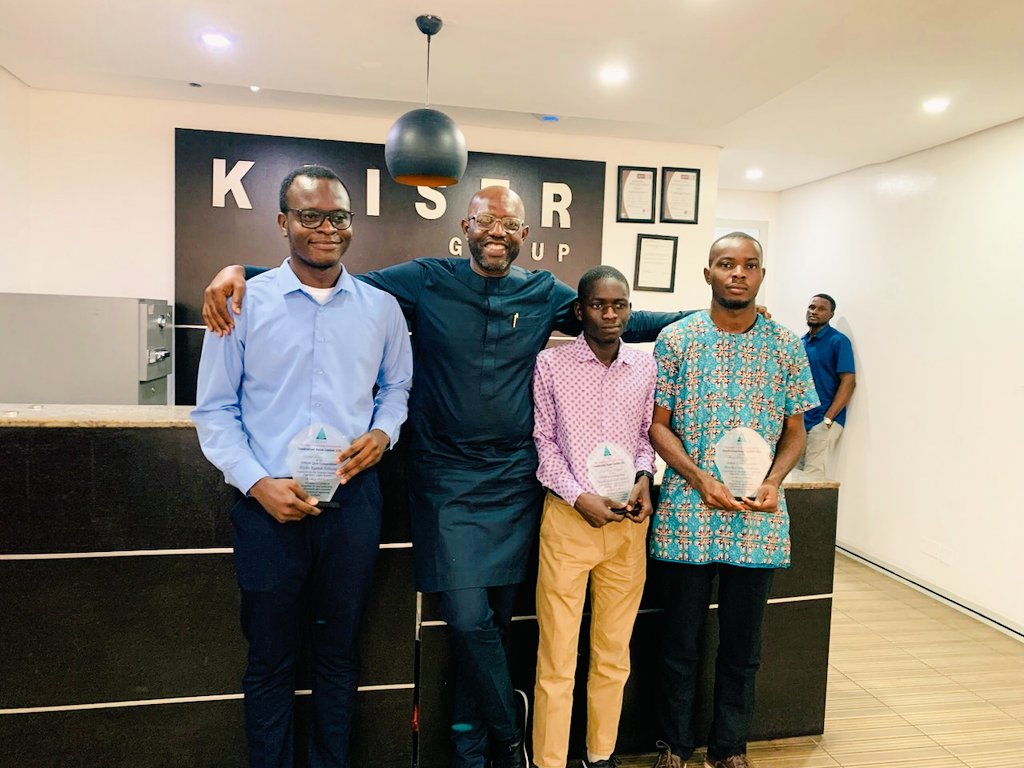 Yefon_LB's tweet photo. "Congratulations to Adeniyi Fadilullahi, Ogoke Ugonna &amp; Ojor God'time, winners of YEFoN's quiz competition! Honored by Construction Kaiser Ltd with plaques &amp; mentorship.Kudos to these young engineering talents! 
#YEFoN #EngineeringExcellence #YoungEngineers #ConstructionKaiser" https://t.co/Gcwn7Gi8DI