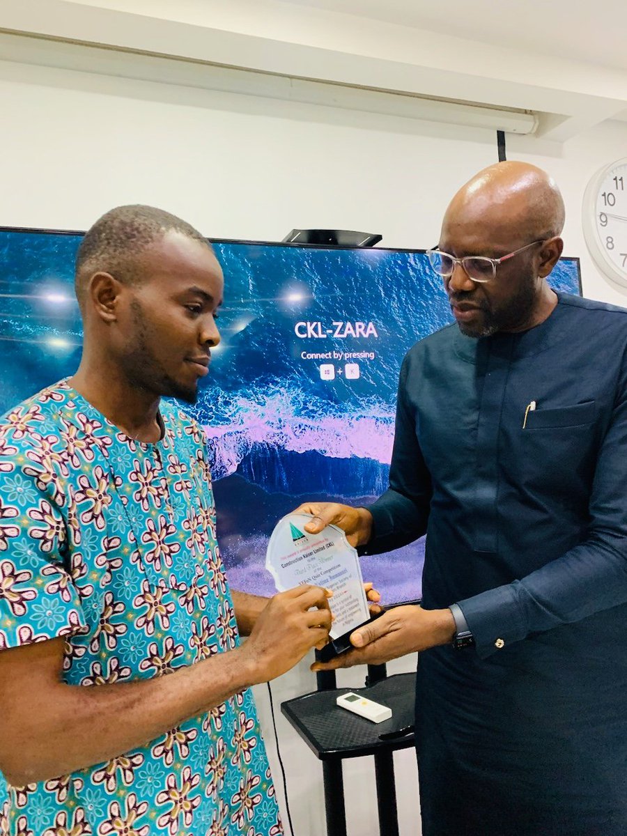 Yefon_LB's tweet photo. "Congratulations to Adeniyi Fadilullahi, Ogoke Ugonna &amp; Ojor God'time, winners of YEFoN's quiz competition! Honored by Construction Kaiser Ltd with plaques &amp; mentorship.Kudos to these young engineering talents! 
#YEFoN #EngineeringExcellence #YoungEngineers #ConstructionKaiser" https://t.co/Gcwn7Gi8DI