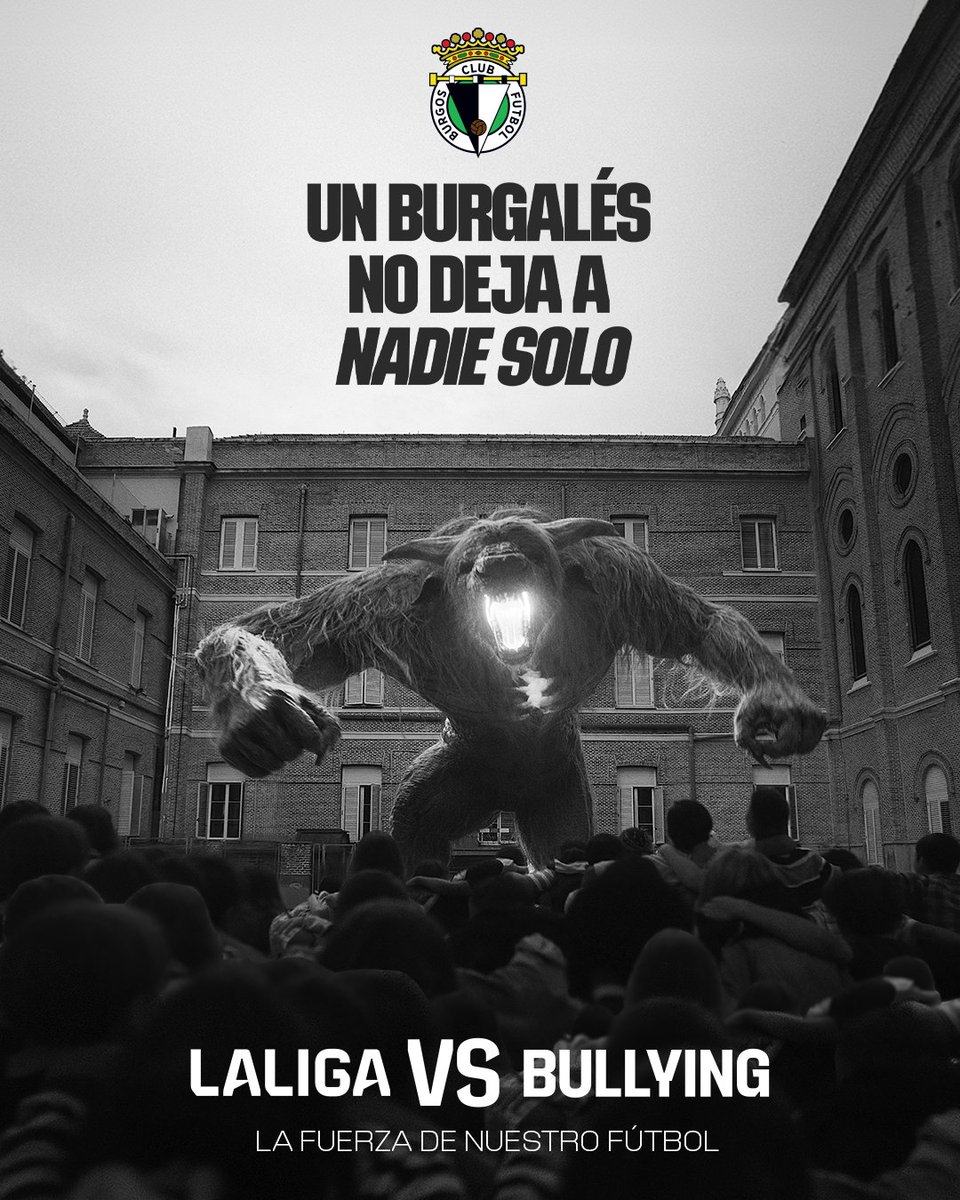 Burgos_CF's tweet photo. Un blanquinegro lucha en equipo y no deja a nadie solo 🤍🖤 

El Burgos CF une sus fuerzas con @LaLiga y el resto de clubes para hacer frente al acoso escolar a través de la plataforma conjunta 🤝

#LALIGAVSBULLYING
#LaFuerzaDeNuestroFútbol https://t.co/REXEGUBdvD