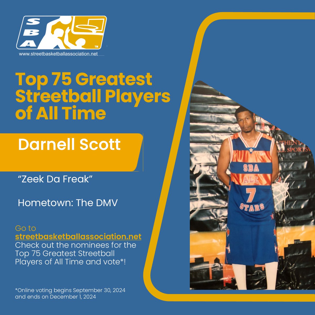 Voting starts September 30, 2024 for the Top 75 Greatest Streetball players of All Time!