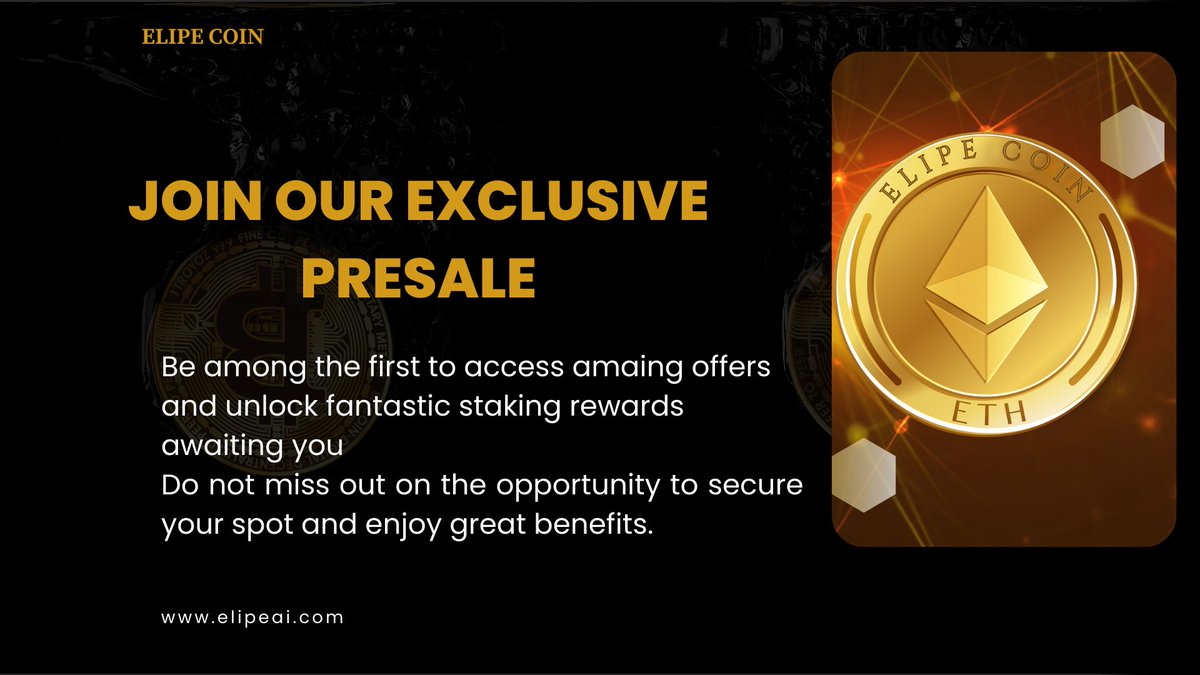 ElipeCoin's tweet photo. Our Presale Is Live!!!
https://t.co/BWDxYrRD37…… #Presale #Ethereum https://t.co/uMNazWbd3Z