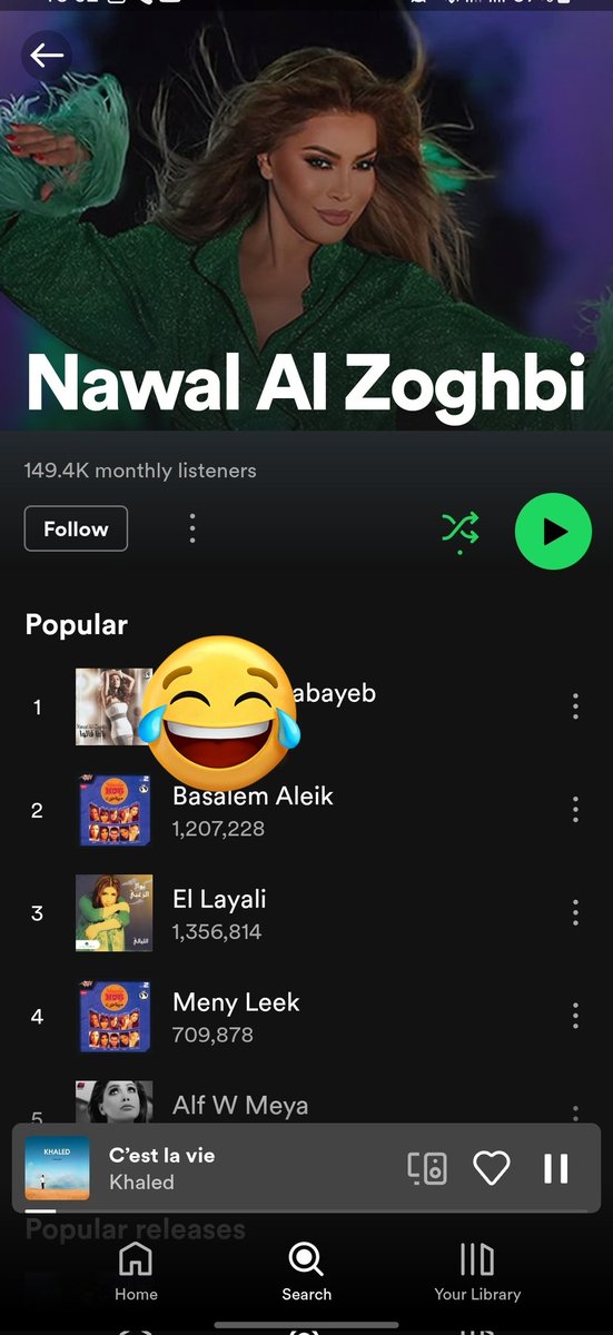 الشاب خالد العالمي غلط لما رد على المغنية المحلية الفاشلة حتى ببلدها نوال الزغبي(افشل مغنية بتاريخ الأغنية العربية) .... واحد أغانيه بمئات الملايين واستمعاته من كل أنحاء العالم يتقارن بوحدة معتزلة نكرة ماعندها اغنية هيت منتشرة 🫢 الأرقام تحكي <a href="/NawalElZoghbi/">Nawal El Zoghbi - نوال الزغبي</a>