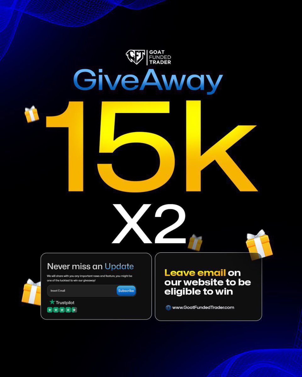 BiggieBenn's tweet image. 🎁 Giveaway Alert

To win on the giveaway follow this istructions:

Must follow @EdwardXLreal ,  @GoatFunded and @TheGranLoto 

Leave your email on the dedicated box in the website goatfundedtrader.com

Like, retweet and tag 3 friends

Winners will be selected in 5 days.