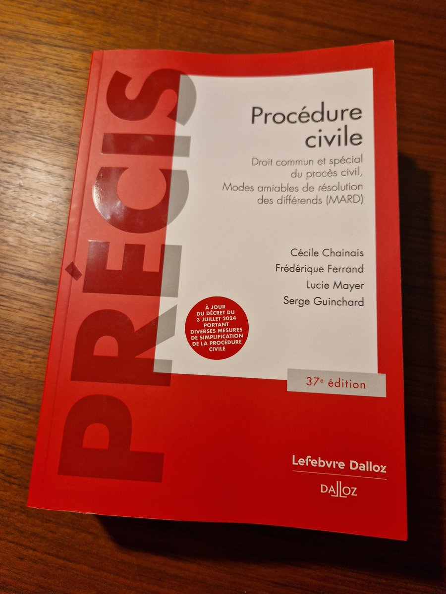 Immense merci à Cécile Chainais, <a href="/frederiqueferr9/">Frédérique Ferrand</a>, Lucie Mayer, Serge Guinchard, ainsi qu'aux éditions <a href="/Dalloz/">Editions Dalloz</a> pour l'envoi de ce grand classique !