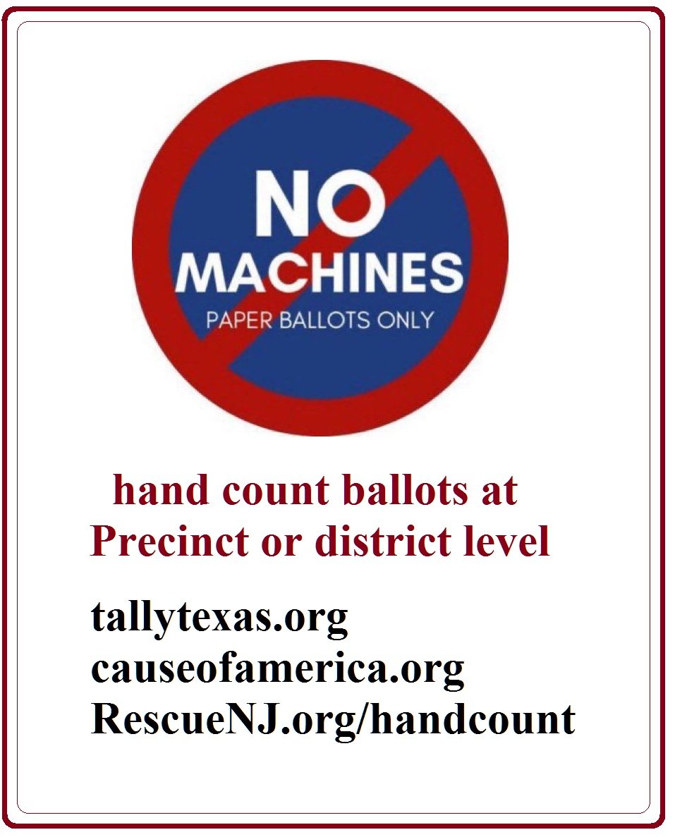 TakeBackNJ1's tweet image. .
NO VOTING MACHINES
.
2 day FEDERAL HOLIDAY
.
VOTE JULY 3RD
.
CELEBRATE the Republic JULY 4th
.
@EFFE4USA @cleanVOTERrolls @DanSchultz2 @ElectionNj @Auditthevotepa @NYCitizensAudit @Lorionafarm .@realDonaldTrump @PapiTrumpo @Audit_TheStates #handcount #NoMachines @Citizens4NJEI