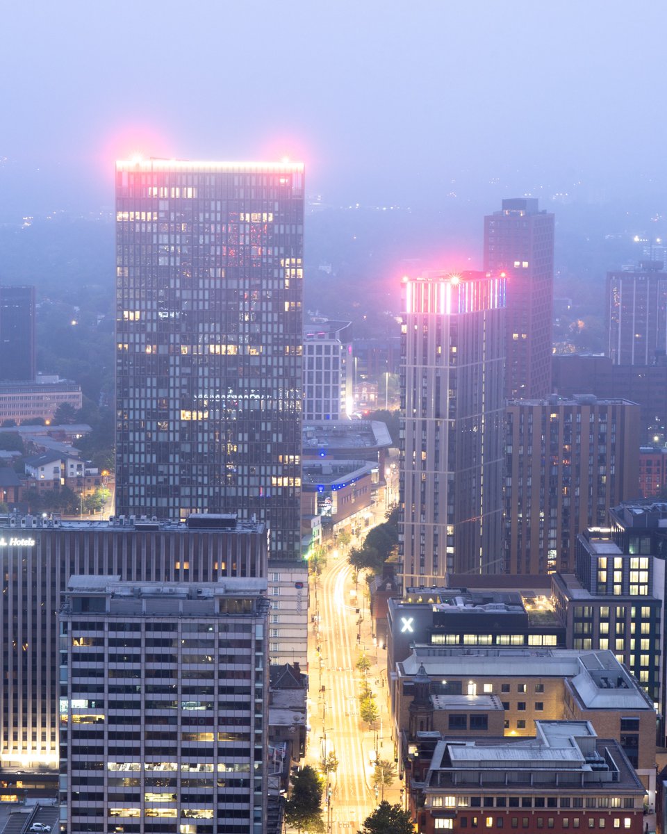 A misty morning in Birmingham, as viewed from the Octagon