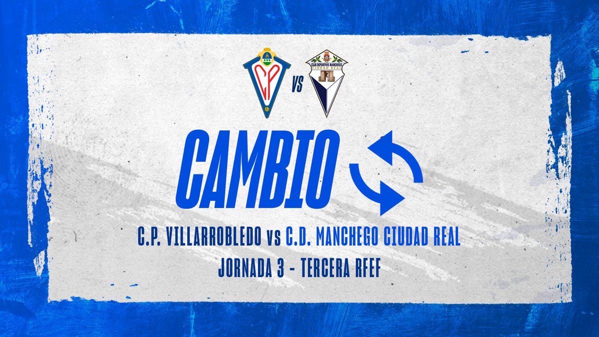 CDManchegoCReal's tweet image. 20’ ST ⏰ | 1-1 | 🆚 C.P. Villarrobledo

Cambio en el @CPVillarrobledo:

⏩ Fran Minaya
⏪ Carmelo

#AupaManchego ⚪️🔵