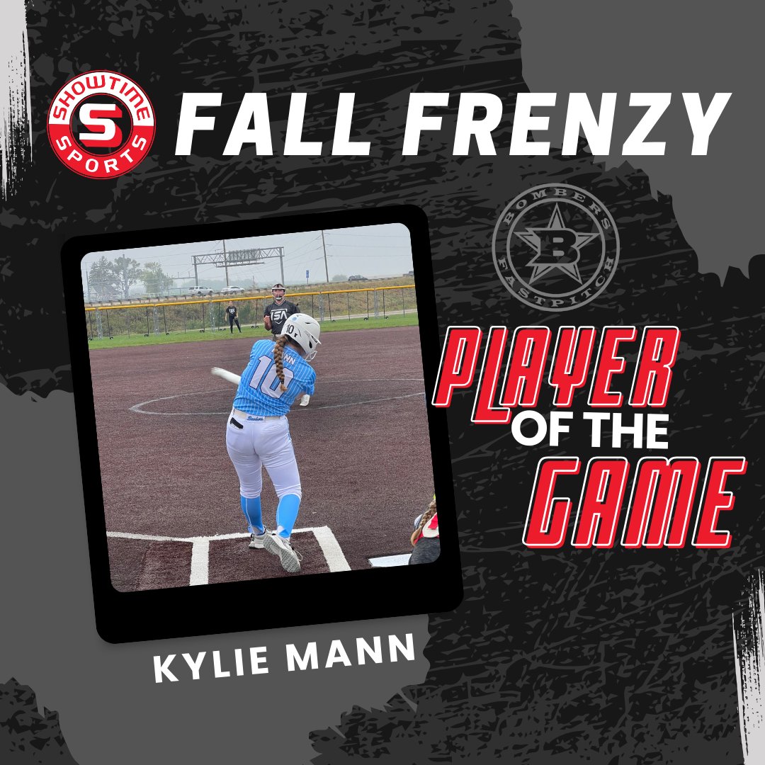Kylie Mann is the @mn_bombers_18u player of the game after going 1-2 with a double!