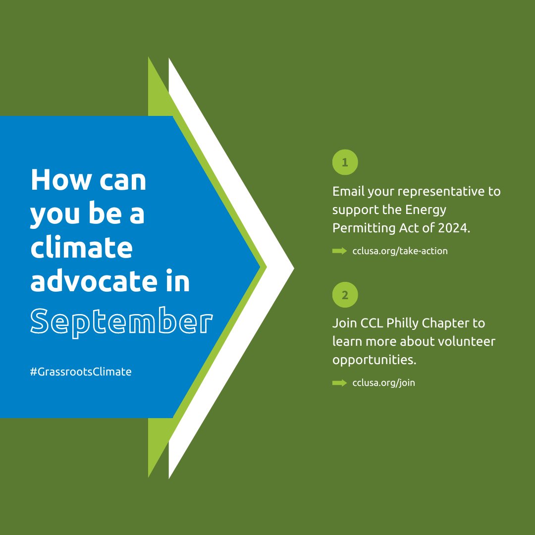 CclPhilly's tweet photo. September Action Alert!

Contact your rep about the Energy Permitting Act of 2024 using the link in this post or in our bio. 

Link: https://t.co/Pcux47DlLS

#ClimateAction #electrification #electrify #CleanEnergy #CCL #ActOnClimate #inflationreductionact #ira https://t.co/xH4bqaflPG