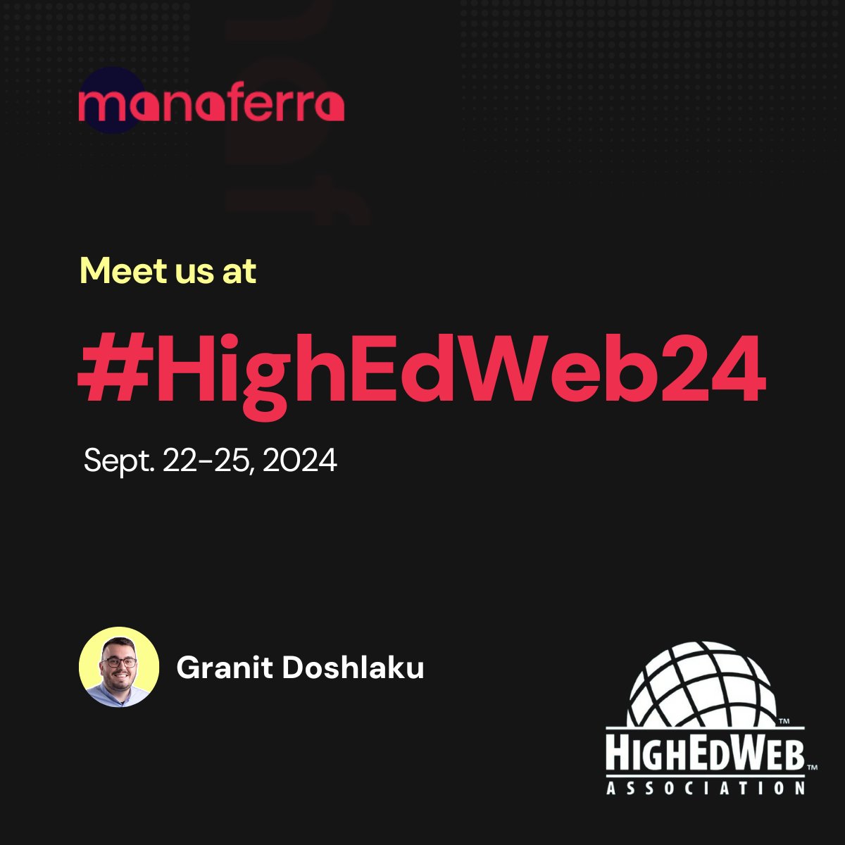 Excited to be at #HEWeb24 in Albuquerque, NM! 💥

Join us at booth #502 to learn more about Higher Ed. SEO and grab one of our Program Page SEO Checklists. 

Let's connect, discuss the latest trends in higher education, and see how we can help your institution thrive.

#highered