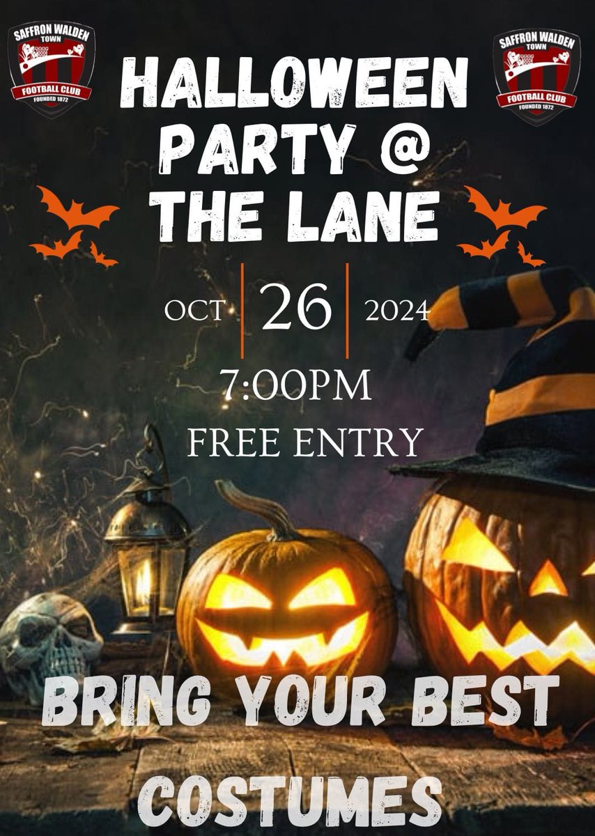 blood1 (@acc_ada) on Twitter photo Halloween Party <a href="/SWTFootballClub/">Saffron Walden Town FC</a>
Sat Oct 26th 7pm til late
FREE ENTRY
Bring Your Best Costumes๐๐โโฌ๐๐ชฆ๐ป
<a href="/swtfc_fans/">Saffron Walden Town FC Fans</a> <a href="/SaffronWaldenFC/">Saffron Walden Town FC A Team ๐</a> <a href="/karlwoodley28/">karlwoodley</a> <a href="/StuartVant/">Stuart Vant</a> <a href="/mrsamprior/">Sam Prior</a> <a href="/gemmanerush/">gemma nerush</a> <a href="/chappo180/">Lee Chapman</a> <a href="/SteveLeys10/">Steve Leys (Run, Ronnie, Run) โฝ๏ธ</a> <a href="/STrimnell/">Simon Trimnell</a> <a href="/swtic/">Saffron Walden TIC</a> <a href="/DirectorySW/">Saffron Directory</a> <a href="/gary27c/">gazza27c</a> <a href="/EmmaL159/">Emma Lawrence</a> Halloween Party <a href="/SWTFootballClub/">Saffron Walden Town FC</a>
Sat Oct 26th 7pm til late
FREE ENTRY
Bring Your Best Costumes๐๐โโฌ๐๐ชฆ๐ป
<a href="/swtfc_fans/">Saffron Walden Town FC Fans</a> <a href="/SaffronWaldenFC/">Saffron Walden Town FC A Team ๐</a> <a href="/karlwoodley28/">karlwoodley</a> <a href="/StuartVant/">Stuart Vant</a> <a href="/mrsamprior/">Sam Prior</a> <a href="/gemmanerush/">gemma nerush</a> <a href="/chappo180/">Lee Chapman</a> <a href="/SteveLeys10/">Steve Leys (Run, Ronnie, Run) โฝ๏ธ</a> <a href="/STrimnell/">Simon Trimnell</a> <a href="/swtic/">Saffron Walden TIC</a> <a href="/DirectorySW/">Saffron Directory</a> <a href="/gary27c/">gazza27c</a> <a href="/EmmaL159/">Emma Lawrence</a>
