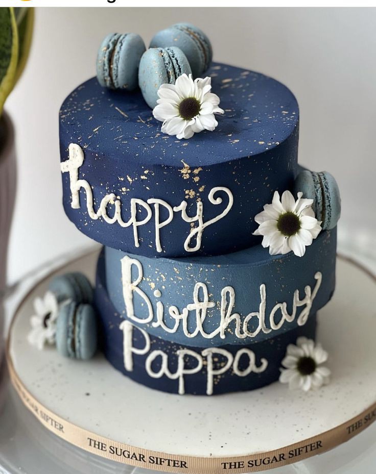 mrssami488617's tweet image. Happy birthday cake #blue birthday cake #papa birthday cake #3layer cake#easy cake decorating#