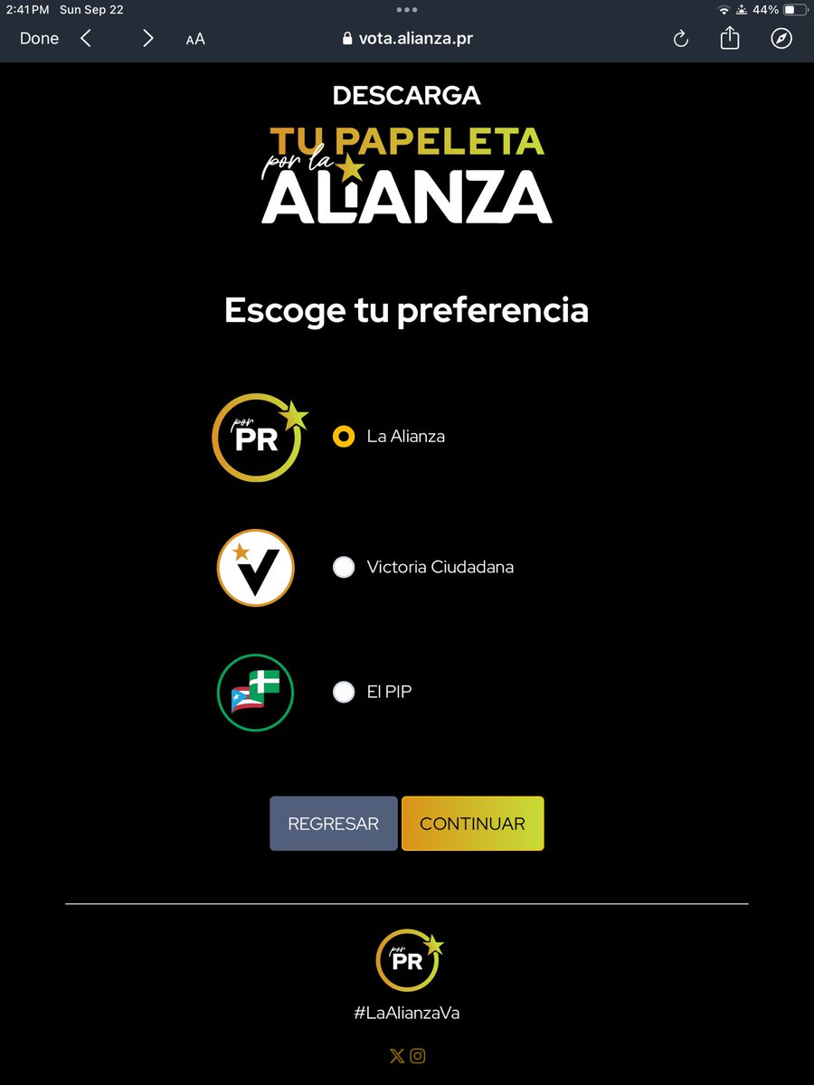 🚨 Ya puedes practicar tu voto por la Alianza en el siguiente link: 

vota.alianza.pr/papeletas/

👁️ 🔔 Te dará la opción de descargar el modelo de papeletas