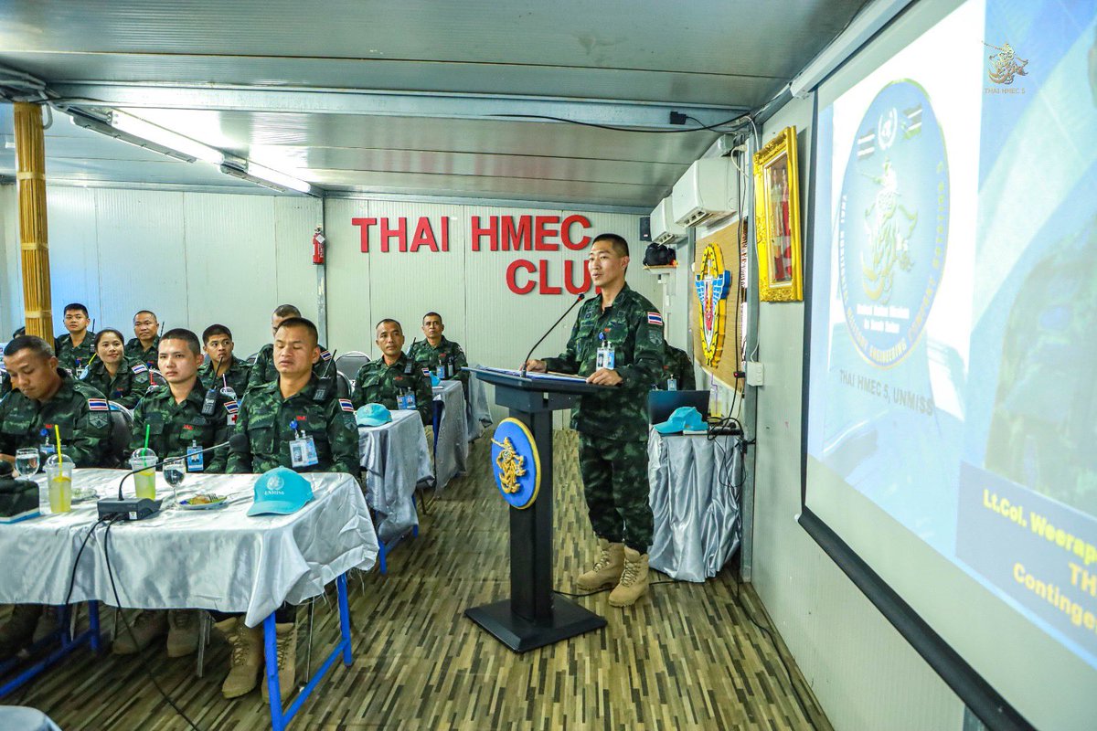 THAIHMEC's tweet photo. 🇹🇭 วันที่ 22 ก.ย. 67 กองร้อยทหารช่างเฉพาะกิจ ไทย/เซาท์ซูดาน ผลัดที่ 5 ให้การต้อนรับ Mr.Chandramouli Ramanathan Assistant Secretary-General และคณะฯ ในโอกาสเดินทางมาตรวจเยี่ยมหน่วย THAI-HMEC  ณ ค่ายพักทหารไทย เมืองจูบา

🇹🇭🇺🇳🇸🇸
#THAI_HMEC _5
#UNMISS https://t.co/YGZEYCfSUm