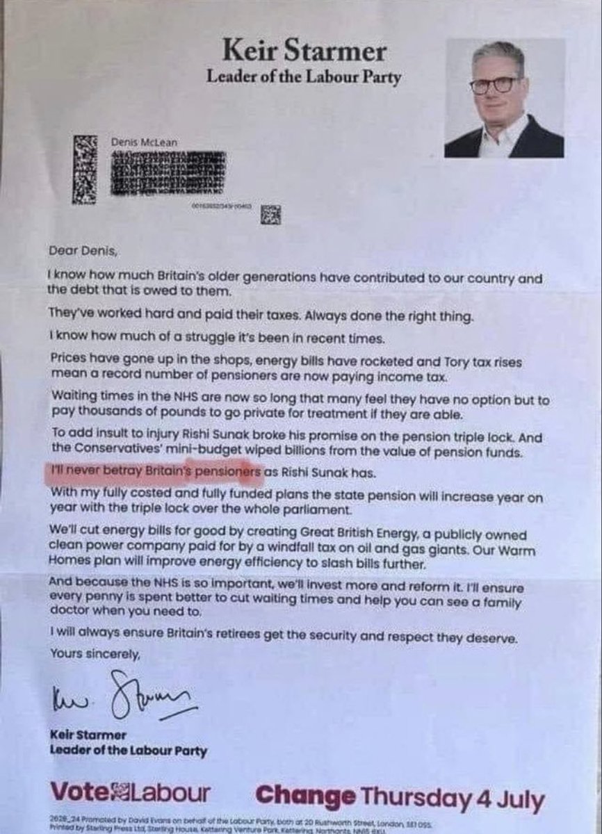TRobinsonNewEra's tweet photo. Absolute scum @Keir_Starmer “I’ll never betray British pensioners " https://t.co/W4IUDFHfLF