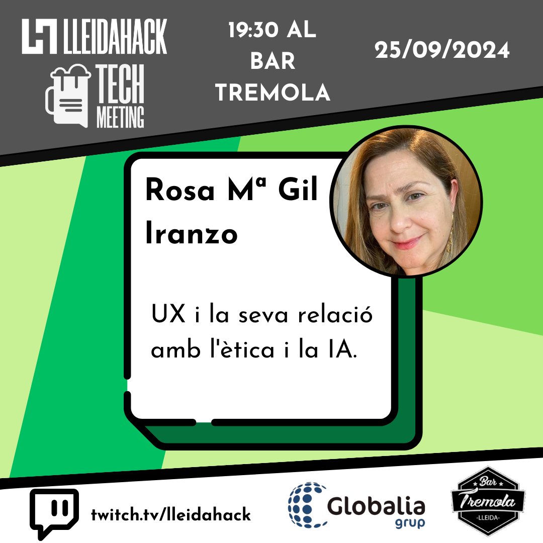 Per començar amb la tornada dels TechMeetings, us presentem a la primera ponent de la propera edició La Rosa Maria Gil és doctora a Informatica i Comunicació Digital per la Universitat Pompeu Fabra.