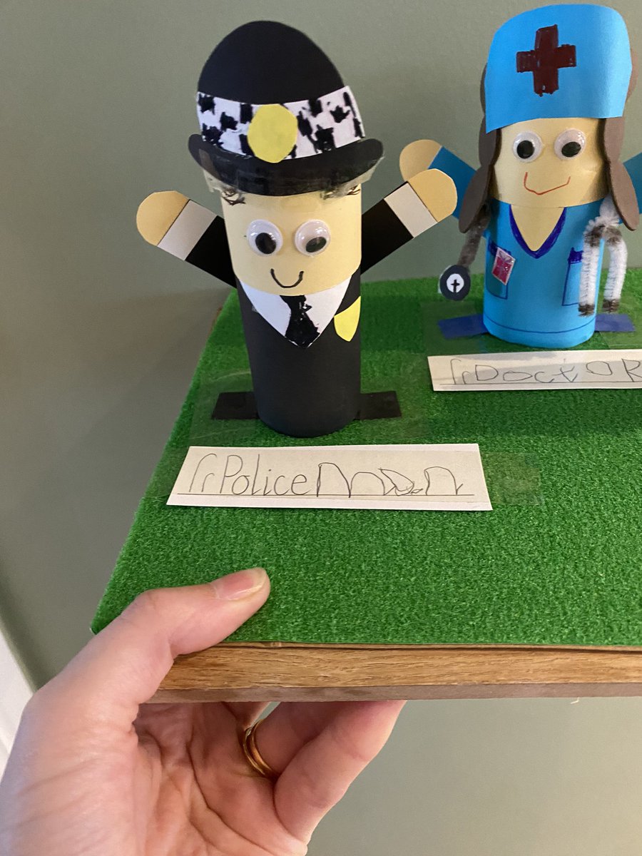 Mrs_Foyle's tweet image. Doing a home project with my 4 year old and he loved sounding out and writing ‘man’ on policeman and postman! @SWLiteracy @KineticLetters