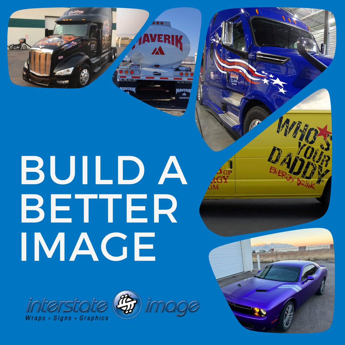 Interstateimage's tweet image. Celebrating &quot;Build a Better Image Week&quot;! Let&apos;s enhance your brand&apos;s image with our quality, creative wraps and banners! Make your brand shine brighter! 🚗🌟 
bit.ly/3qwBPPN 
#BuildBetterImage #BrandEnhancement