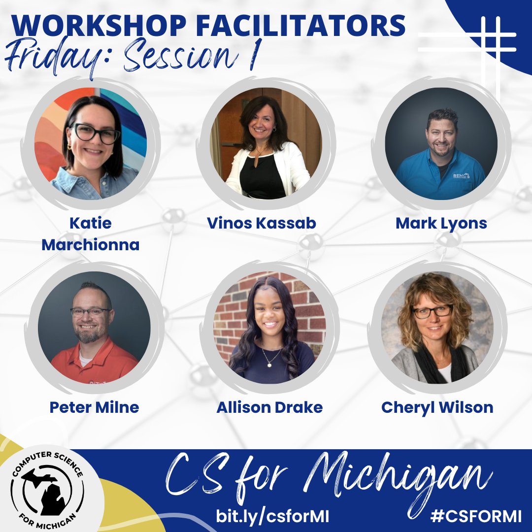 MACUL's tweet photo. Have you checked out the speakers that will be presenting workshops at #CSforMI? The 1️⃣ first session on Friday 1️⃣ has quite a line up of presenters that are excited to share ways to implement #ComputerScience in your practice! Learn more and register at https://t.co/MW0vBlgg9A https://t.co/QQdqv91JdS