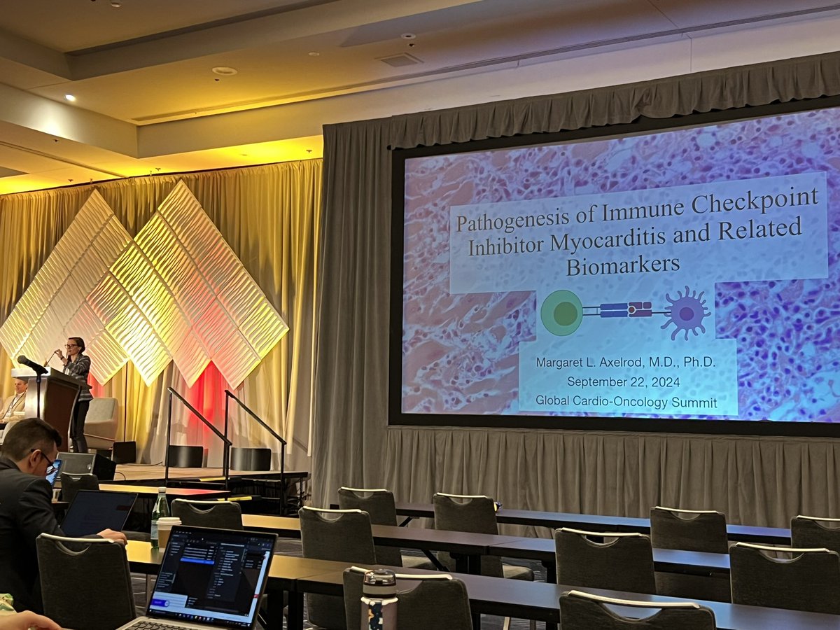 Next, @MargaretAxelrod talks about patient and tumor specific biomarkers in ici myocarditis👌 #gcos #gcos24 <a href="/ICOSociety/">International Cardio-Oncology Society</a> <a href="/BalkoLab/">BalkoResearchLab</a> <a href="/CardioOncology/">Javid Moslehi</a>