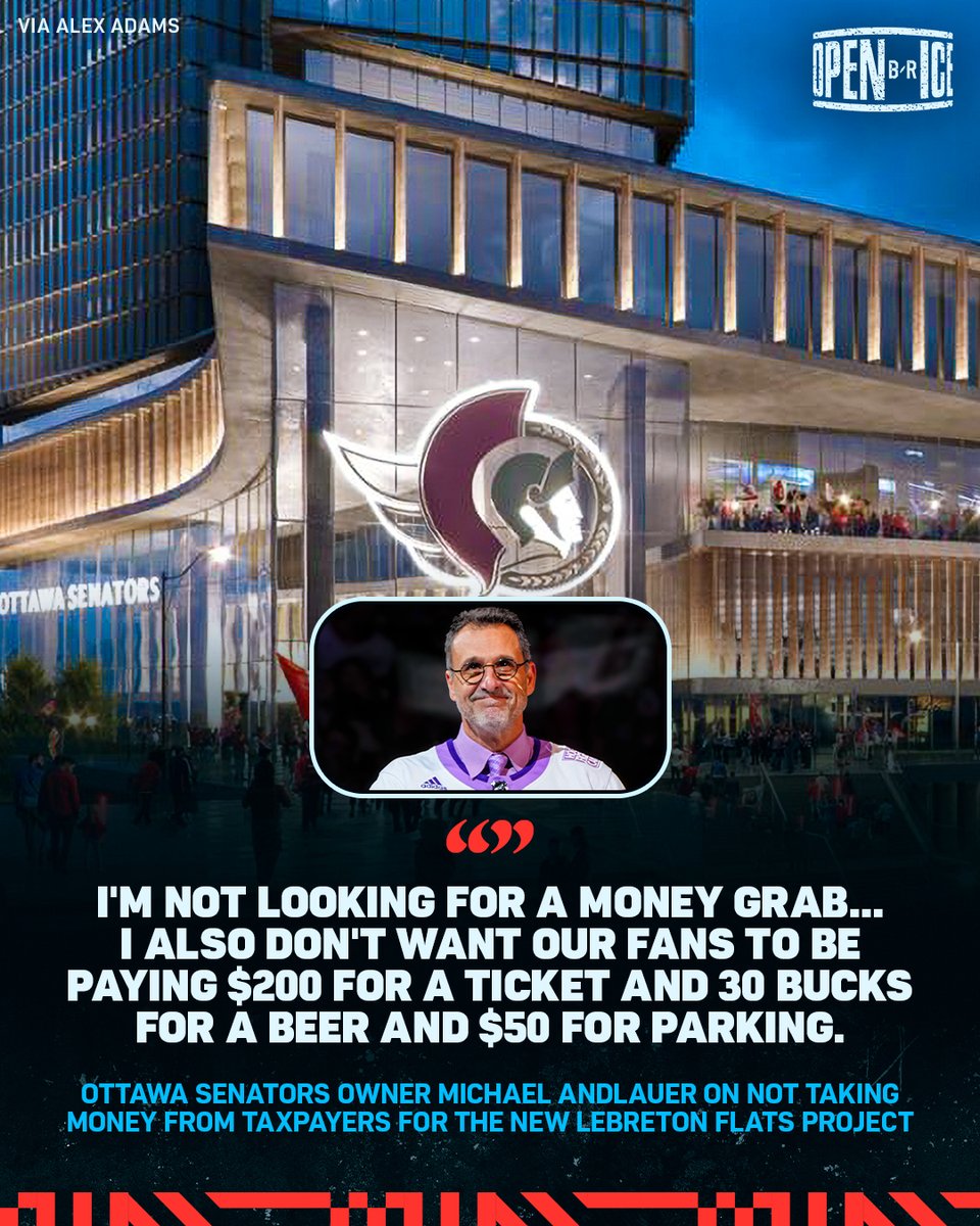 .<a href="/Senators/">Ottawa Senators</a> owner Michael Andlauer wants to make sure that the costs for fans are reasonable once the new LeBreton Flats project is built 🤝

(via <a href="/alexadamsBTP_/">Alex Adams</a>)
