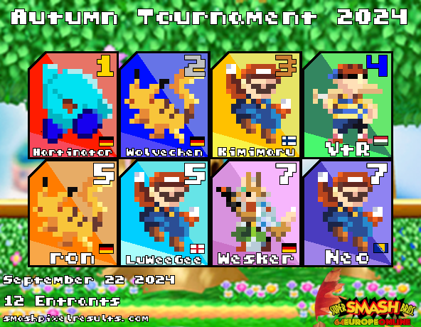 Autumn Tournament 2024
22.09.24
12 attendees

Results
1 <a href="/Hartinator2/">Hartinator</a> 
2 <a href="/Wolvechen/">Wolvechen</a> 
3 Kimimaru
4 <a href="/YzeerfKP/">PKFreeZZy</a> 
5 ron
5 <a href="/town_of_dalem/">Town of Dalem</a> 
7 wesker
7 <a href="/Neoosu_/">Neo</a>