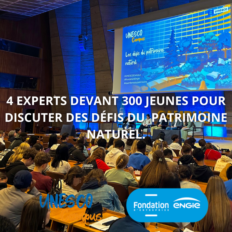 FondationEngie's tweet photo. 🌿 A l'occasion des #JEP , 300 jeunes réunis dans le cadre du CAMPUS @UNESCO_fr  "Les défis du patrimoine naturel" autour de 4 experts : @elounasso , Hélène Le Brun, Peter DeBrine, @UNESCO et @JoandelaMalla 
La Fondation @ENGIEgroup  mécène des CAMPUS UNESCO depuis 2014