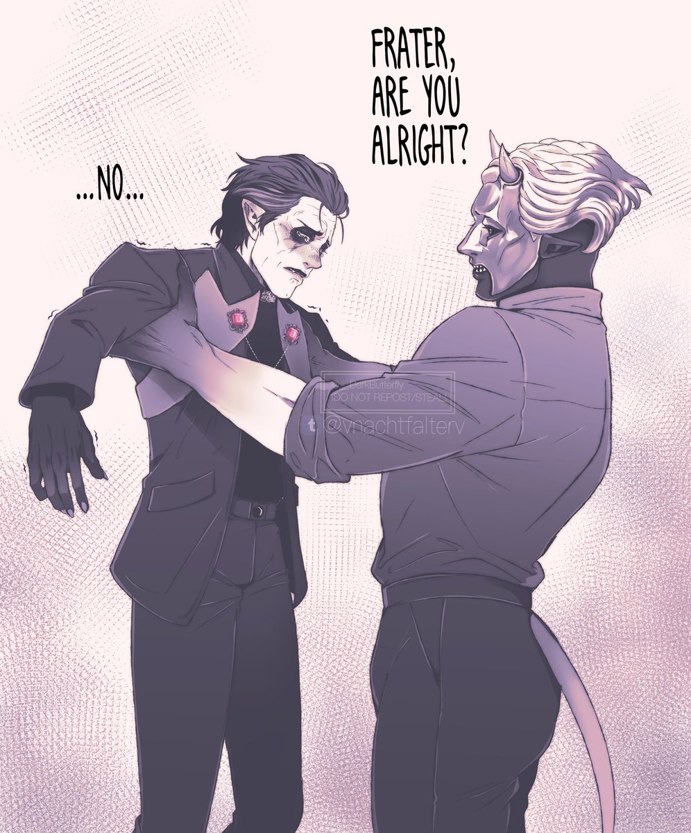 __DarkButterfly's tweet photo. Just a little sketch that came to my mind bc I love Copia and would love to pick him up, put him in my pocket and protect him from everyone😖♥️

Aether picks up Copia, who is sitting miserably on the floor. The ghoul is worried and asks his former Papa what's on his mind 1/2? https://t.co/pn1tR85ESt