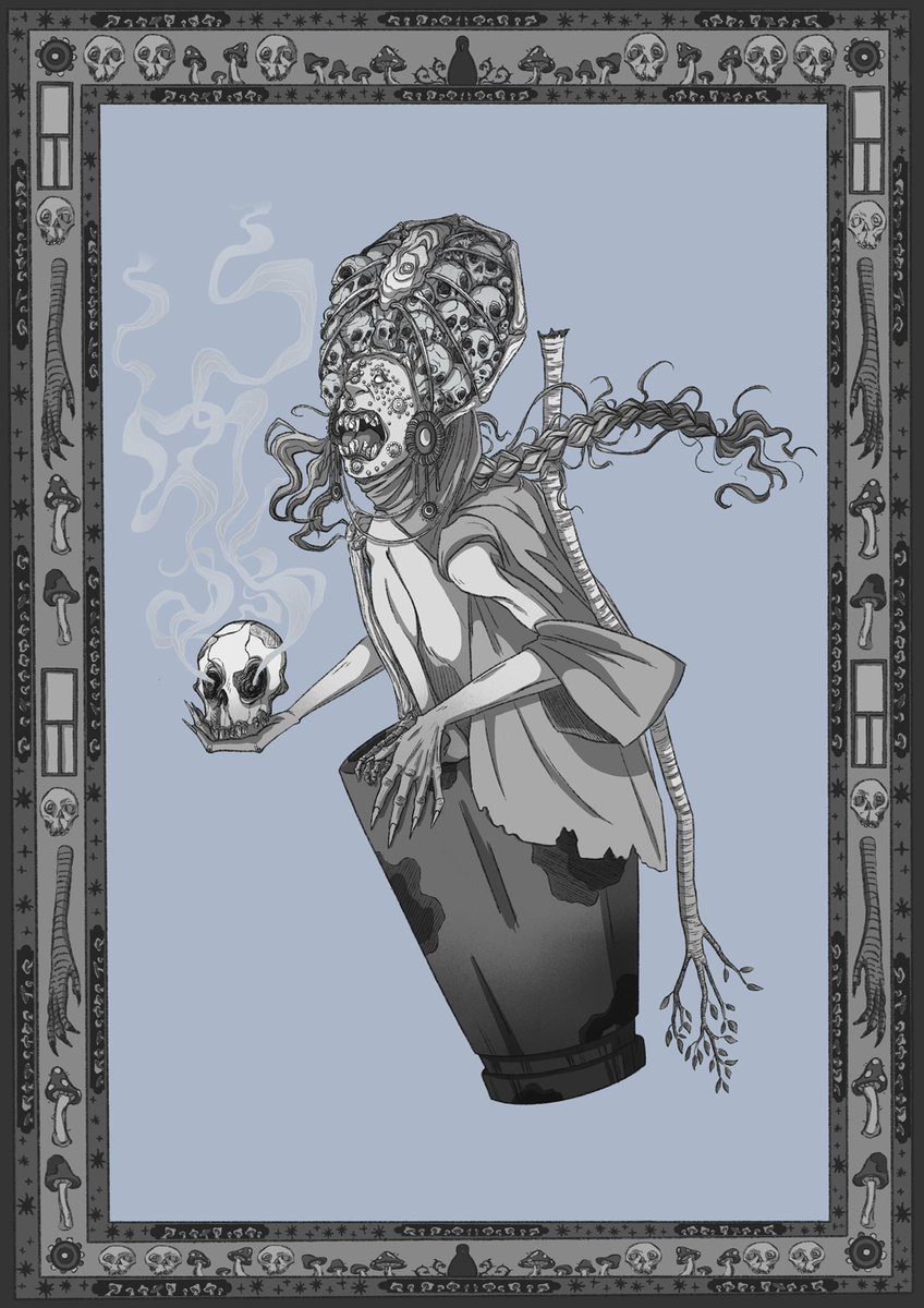 chance_kony's tweet photo. A witch to begin the #spookyseason 🧡🎃 here is Baba Yaga! 
#art #occultart https://t.co/AZ3m3GnkhC