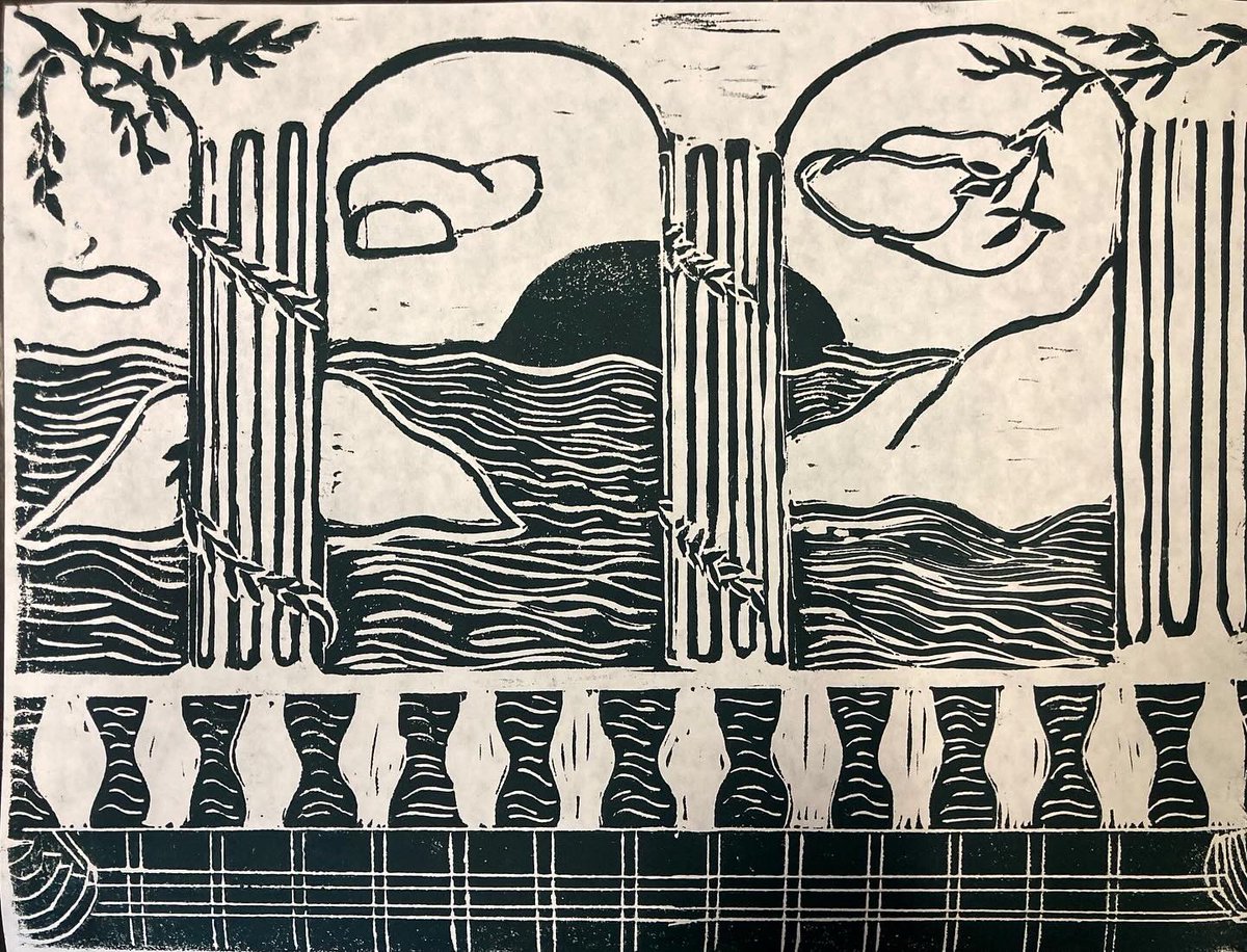 nchsvisualarts's tweet image. Printmaking | Lino cut prints inspired by a memory. #nchsvisualarts #highschoolart #artsedga #cobbartrocks