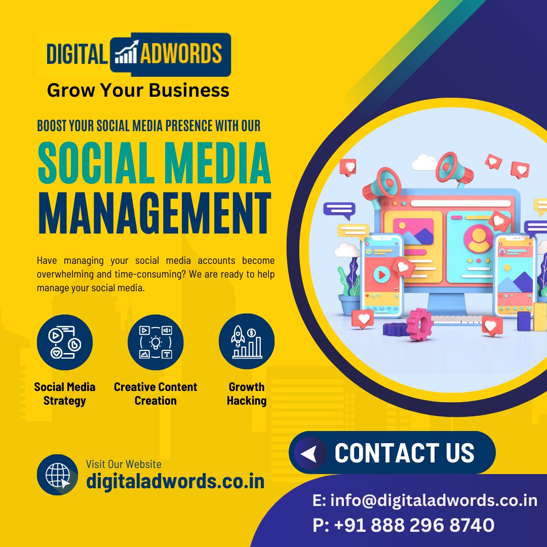 digitaladwords's tweet image. Level up your social media game with our Social Media Management services! 🚀 #SocialMediaStrategy #MarketingTips