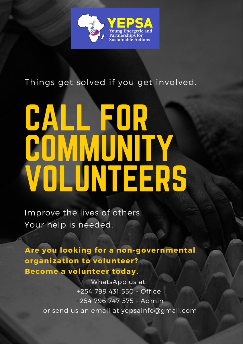 YepsaFoundation's tweet photo. Call for volunteers 

@UNVolunteers 
@volunteers
#volunteer https://t.co/pFCin2jtlD