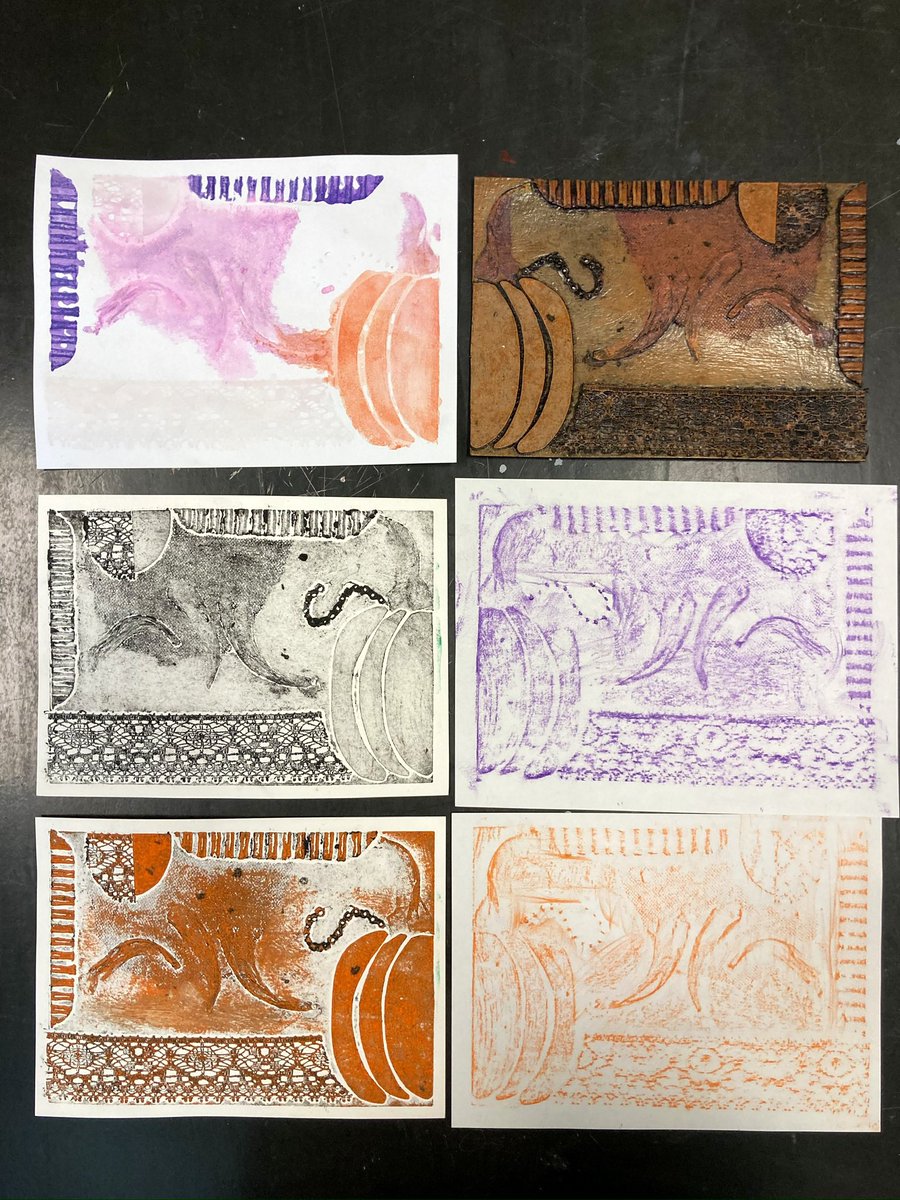 nchsvisualarts's tweet image. Mixed media Collagraphs with Printmaking #nchsvisualarts #highschoolart #artsedga #cobbartrocks