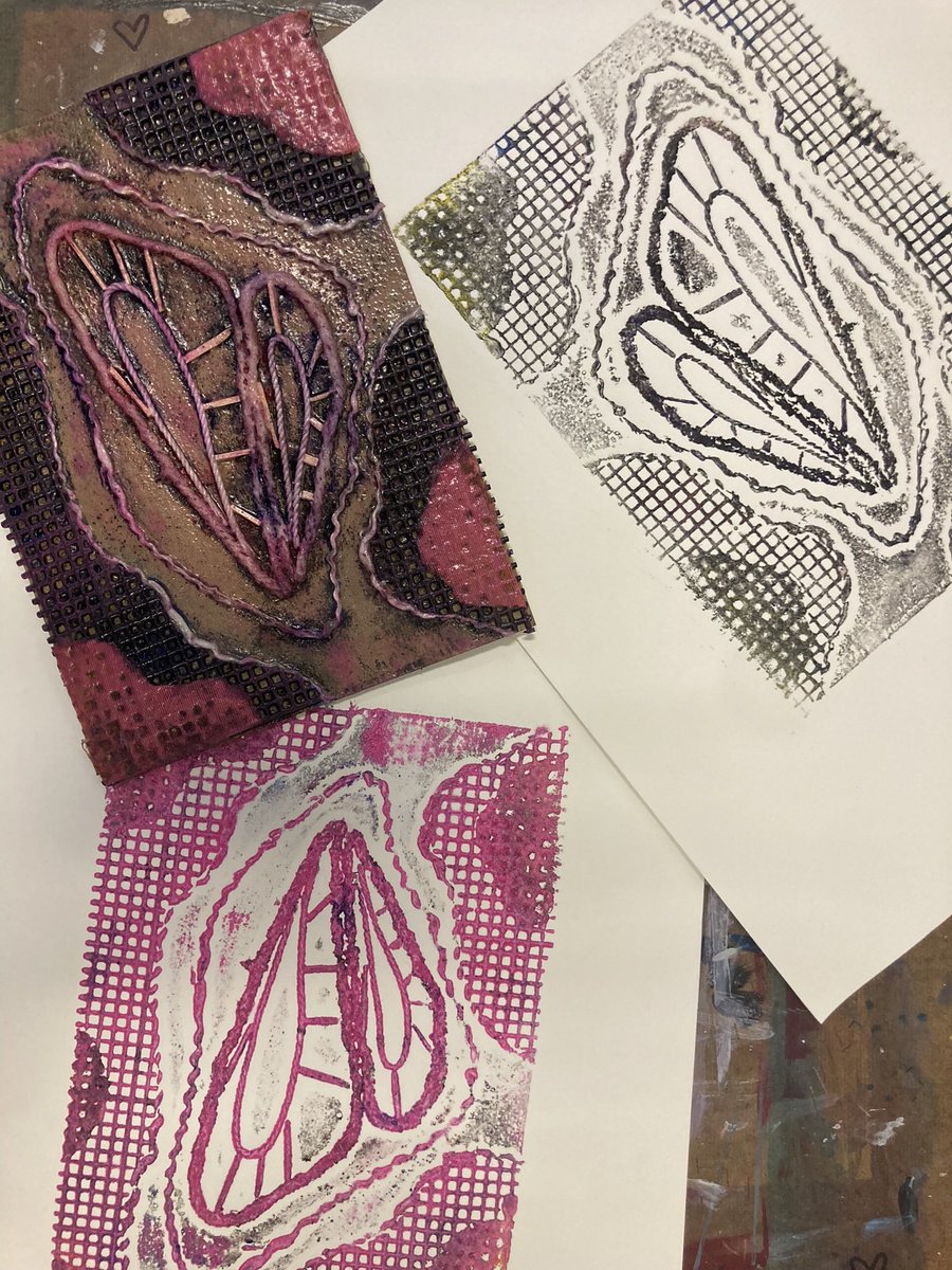 nchsvisualarts's tweet image. Mixed media Collagraphs with Printmaking #nchsvisualarts #highschoolart #artsedga #cobbartrocks