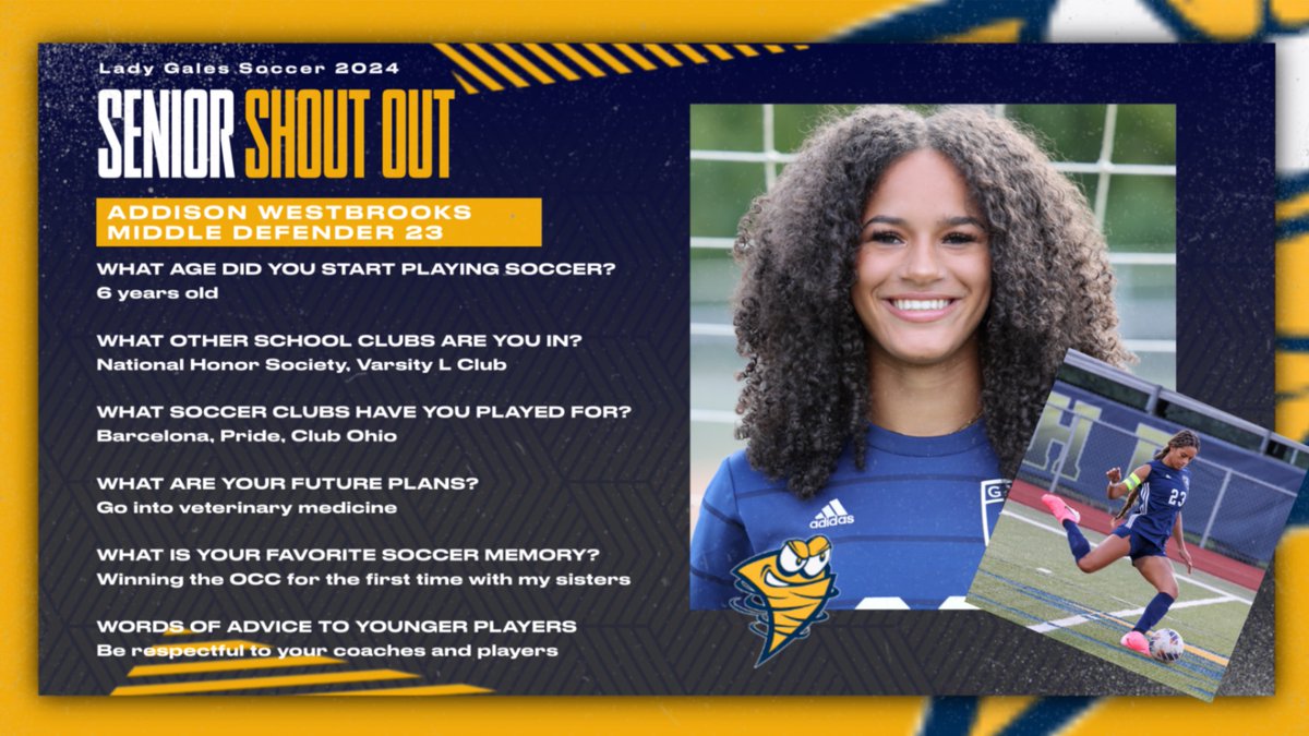 LadyGalesSoccer's tweet photo. Senior Sunday Shout-out to Addison Westbrooks, the heart and backbone of our defense! Thank you for your dedication, leadership, and always giving it your all. You have set the bar high, and we’re excited to see the incredible things you’ll continue to achieve!
#GoLadyGales https://t.co/90QjAmP1fs