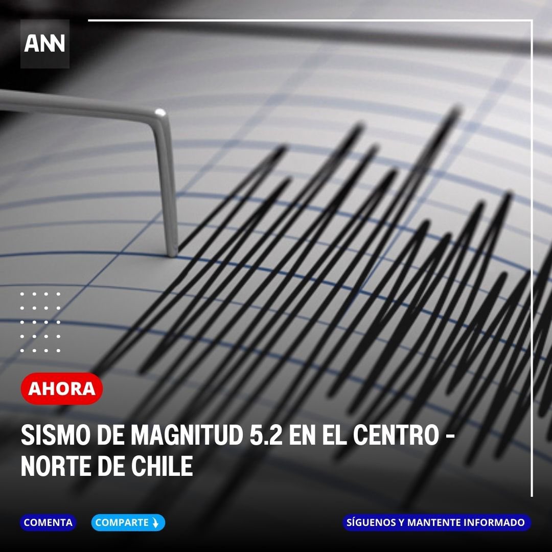 ⭕️ #LOÚLTIMO | Un sismo de 5.2 se registró hace minutos en el centro - norte de Chile. Según el Centro Sismológico Nacional el movimiento se localizó a 14 Kms al Noreste de Pichidangui. SHOA descartó alerta de tsunami.

#ANN