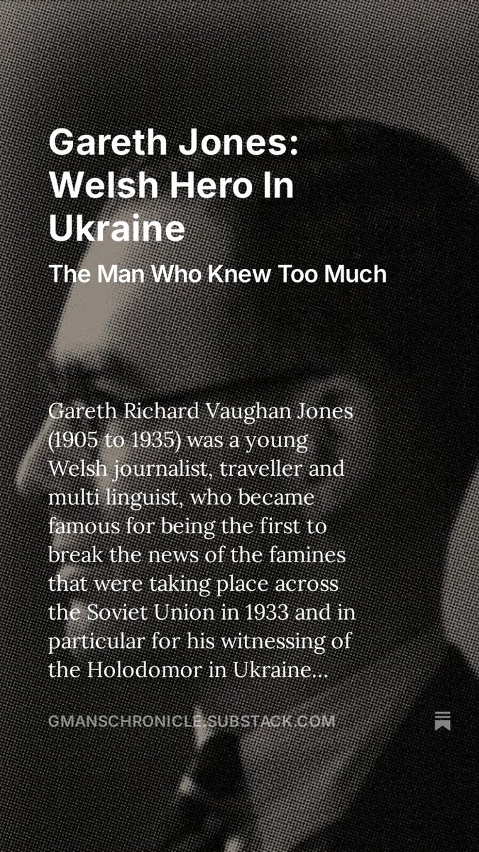 You might remember watching the Holywood movie Mr Jones from 2019, staring James Norton. This movie was not the occasion that I learned about the Holodomor but it did inspire me to want to write this article about Gareth Vaughan Jones.

Gareth Jones: Welsh Hero in Ukraine
(The