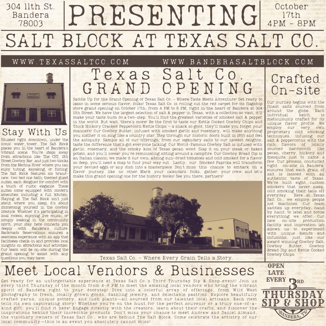 We are excited to announce the grand opening of our new flagship retail store on October 17th from 4 PM to 8 PM! Join us at our new property at 304 11th Street in Bandera, Texas, "Cowboy Capital of the World" Everything in our store is made in our manufacturing facility on the