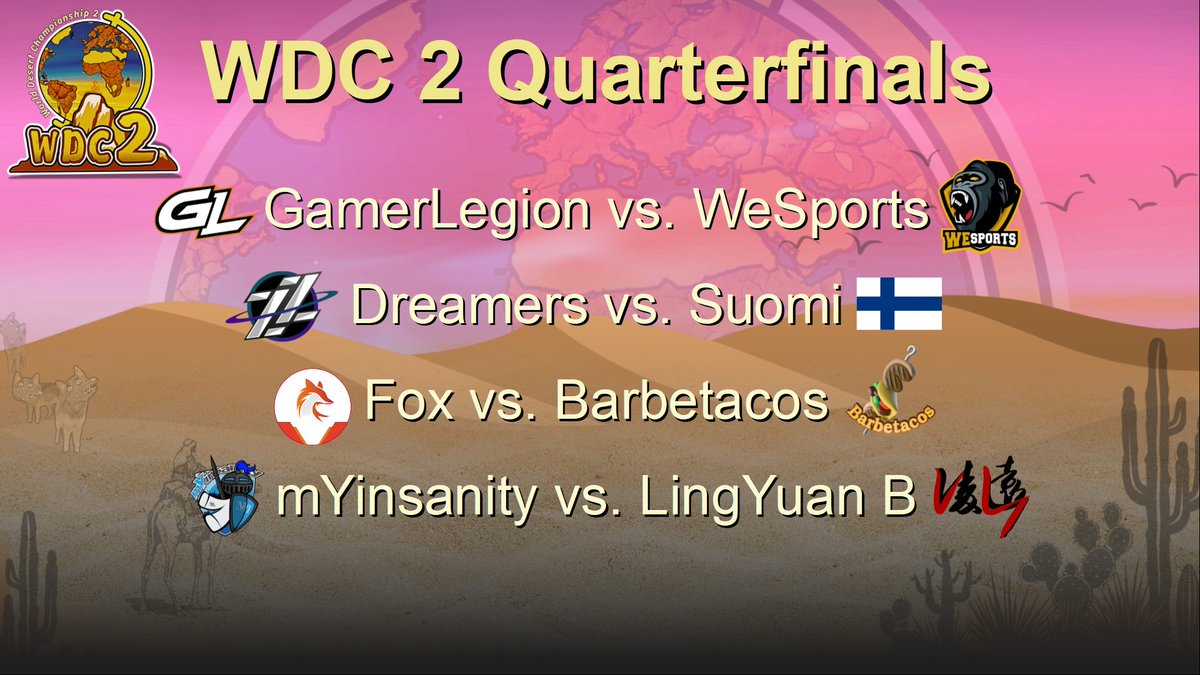 huehuecoyotl22's tweet photo. After 3 weekends of fantastic matches in the #WDC2 group stage, 8 teams remain. The quarterfinals will start next Thursday! (QF Thu/Fri, SF Sat, Final Sun) https://t.co/8yrmZwgVvj