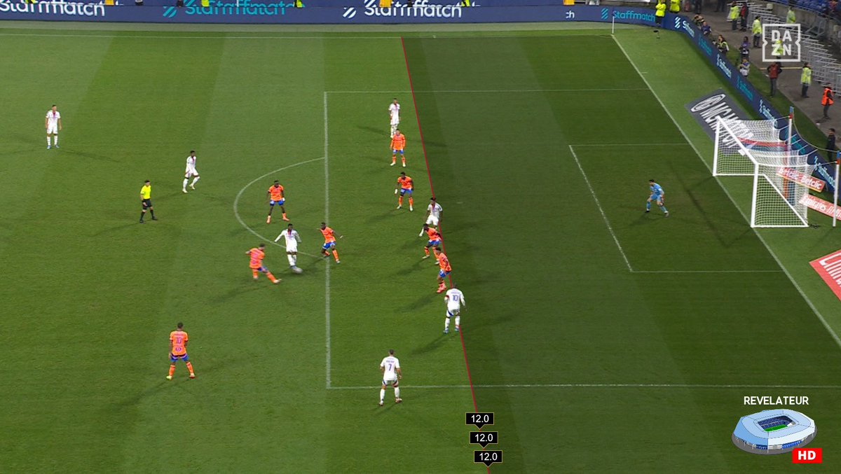 #OLOM
Révélateur StadeOLHD
Les trois joueurs étaient sur une même ligne.
NB: ne pas se fier aux effets d'optique: les projections au sol sont formelles.