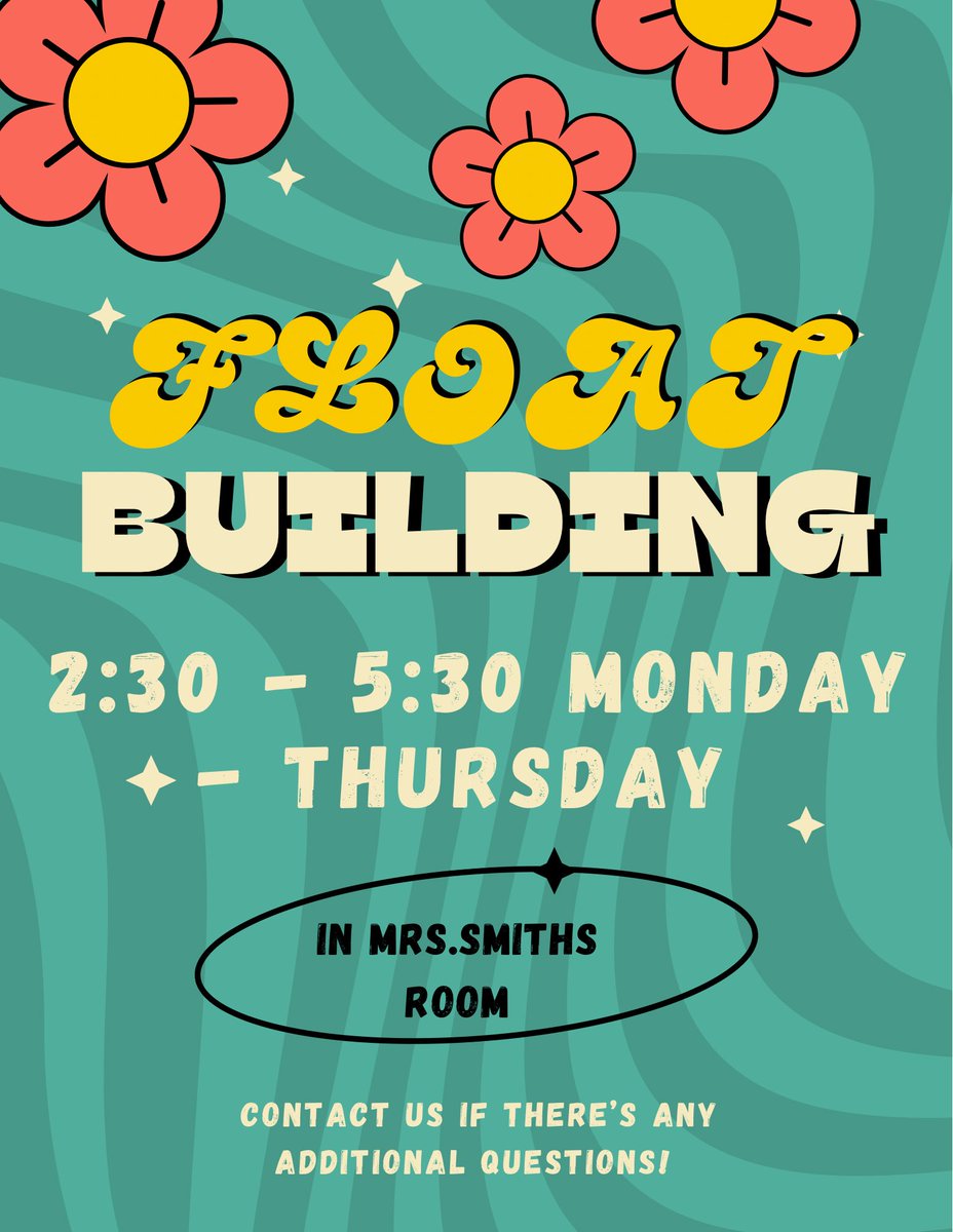 RossClassOf27's tweet photo. Float Building THIS WEEK‼️BE THERE! Contact us for on building site times!! 9/23-9/27 https://t.co/PT7l4KJtWf
