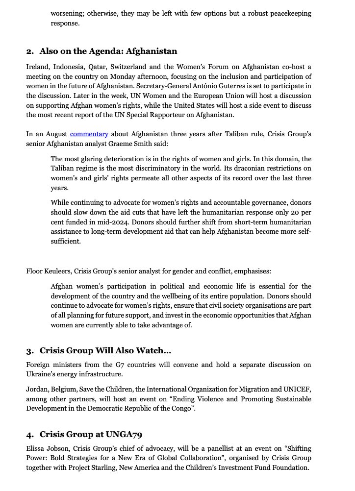 Maya Ungar (@maya_ungar) on Twitter photo The preview for Monday is out now! It features events on:
1⃣ Haiti w/ a quote by <a href="/renaticas/">Renata Segura</a>
2⃣ Afghanistan w/ quotes from <a href="/smithkabul/">Graeme Smith</a> & <a href="/FloorKeuleers/">Floor Keuleers</a>
3⃣Ukraine
4⃣the DRC
5⃣Multilateralism ft. <a href="/ElissaJobson/">Elissa Jobson</a> co-hosted by <a href="/ProjectStarling/">Project Starling</a>, <a href="/NewAmerica/">New America</a> & <a href="/CIFFchild/">The Children's Investment Fund Foundation</a> The preview for Monday is out now! It features events on:
1⃣ Haiti w/ a quote by <a href="/renaticas/">Renata Segura</a>
2⃣ Afghanistan w/ quotes from <a href="/smithkabul/">Graeme Smith</a> & <a href="/FloorKeuleers/">Floor Keuleers</a>
3⃣Ukraine
4⃣the DRC
5⃣Multilateralism ft. <a href="/ElissaJobson/">Elissa Jobson</a> co-hosted by <a href="/ProjectStarling/">Project Starling</a>, <a href="/NewAmerica/">New America</a> & <a href="/CIFFchild/">The Children's Investment Fund Foundation</a>
