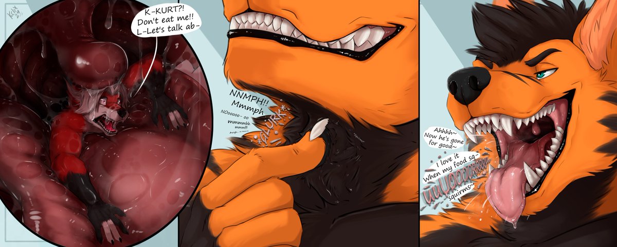 How could I resist to have <a href="/TheLastLeon/">Raspberry Fox</a> as wolf food?~ And ofc he was delicious~  ;) Now just keep struggling down there while you last~ 🧡🖤