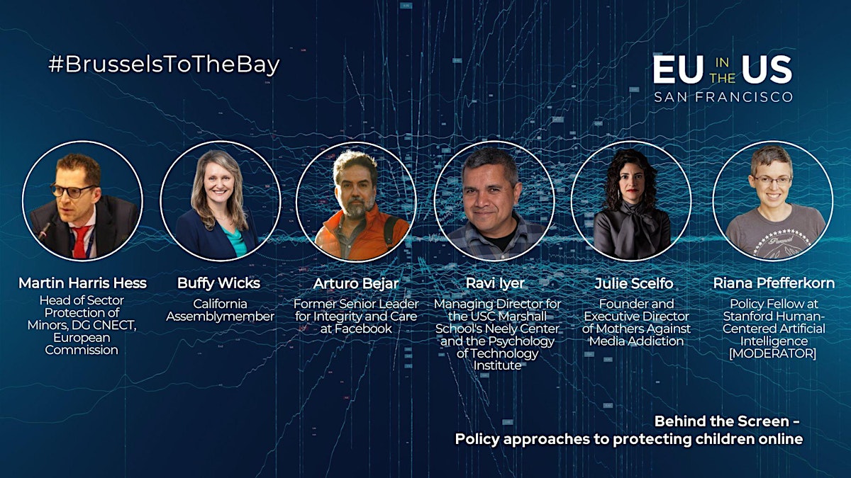 Gerard de Graaf (@euinsf) on Twitter photo Our #BrusselsToTheBay event on protection of minors online is tomorrow at 1PM at our San Francisco Office!
With <a href="/BuffyWicks/">Buffy Wicks</a> , <a href="/Riana_Crypto/">Riana Pfefferkorn riana@mastodon.lawprofs.org</a> , <a href="/RaviDataIyer/">Ravi Iyer</a> , <a href="/JulieScelfo/">Julie Scelfo</a> , Arturo Bejar and Martin Harris Hess from <a href="/EU_Commission/">European Commission</a> <a href="/DigitalEU/">Digital EU 🇪🇺</a>
eventbrite.com/e/behind-the-s… Our #BrusselsToTheBay event on protection of minors online is tomorrow at 1PM at our San Francisco Office!
With <a href="/BuffyWicks/">Buffy Wicks</a> , <a href="/Riana_Crypto/">Riana Pfefferkorn riana@mastodon.lawprofs.org</a> , <a href="/RaviDataIyer/">Ravi Iyer</a> , <a href="/JulieScelfo/">Julie Scelfo</a> , Arturo Bejar and Martin Harris Hess from <a href="/EU_Commission/">European Commission</a> <a href="/DigitalEU/">Digital EU 🇪🇺</a>
eventbrite.com/e/behind-the-s…