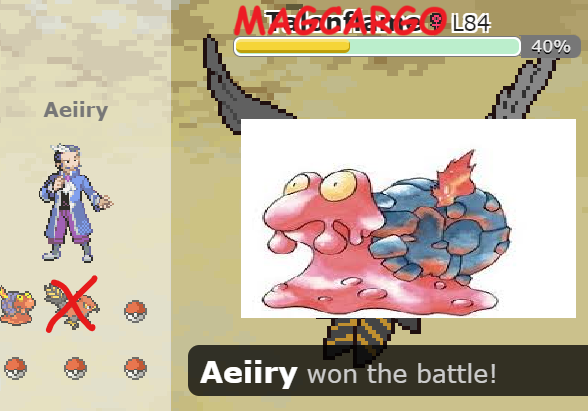 won two random battles in a row where I was given lead magcargo