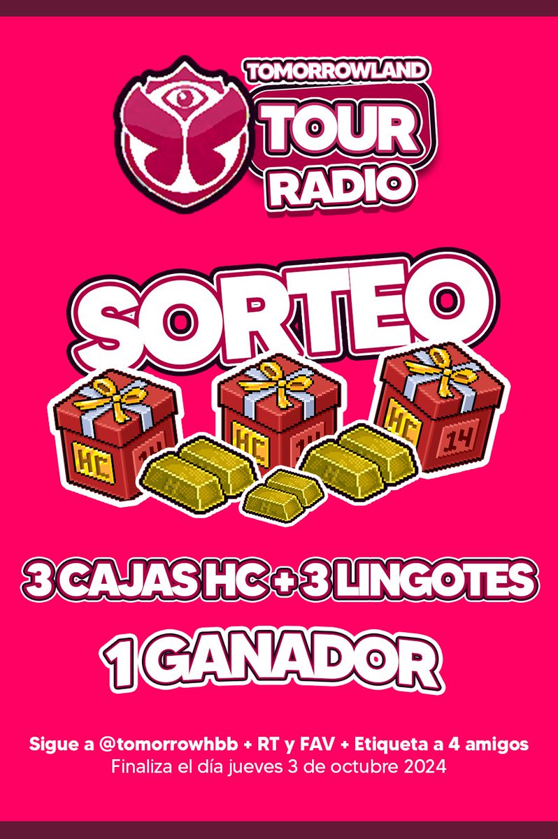 tomorrowhbb's tweet image. 🦋 ¡SORTEO TOMORROW! 🦋

🎁 GANA 3 CAJAS HC Y 3 LINGOTES
🔖 Sigue a @tomorrowhbb 
💜 RT + FAV
🥳 Etiqueta a 4 amigos
🏅 Un ganador 

Comparte el mensaje con tus amigos. 💜 En este último viaje, llenaremos tus radios favoritas de música, juegos, energía y unión. 🚀 🇪🇸🇧🇷